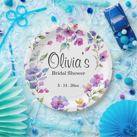 ピンクエレガントがかった紫色の水色の野花 ペーパープレート (パーティー)