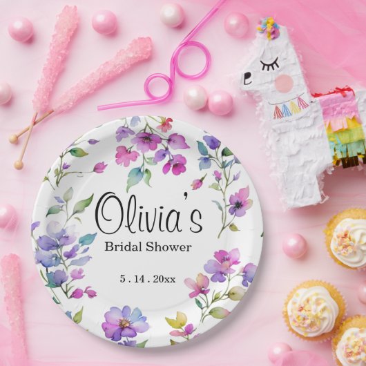 ピンクエレガントがかった紫色の水色の野花 ペーパープレート (パーティー)