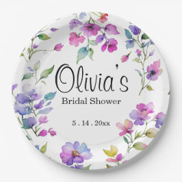ピンクエレガントがかった紫色の水色の野花 ペーパープレート
