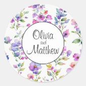 ピンクエレガントがかった紫色の水色の野花 ラウンドシール (正面)