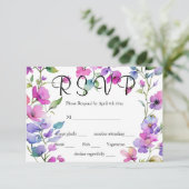 ピンクエレガントがかった紫色の水色の野花 出欠カード (スタンド正面)