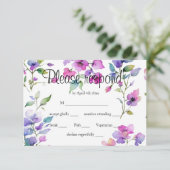 ピンクエレガントがかった紫色の水色の野花 出欠カード (スタンド正面)