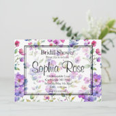 ピンクエレガントがかった紫色の水色の野花 招待状 (スタンド正面)