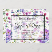ピンクエレガントがかった紫色の水色の野花 招待状 (正面/裏面)
