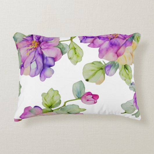 ピンクエレガントがかった紫色の水色フローラ アクセントクッション (正面)