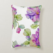 ピンクエレガントがかった紫色の水色フローラ アクセントクッション (裏面(縦))