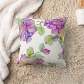 ピンクエレガントがかった紫色の水色フローラ クッション (ブランケット)