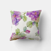 ピンクエレガントがかった紫色の水色フローラ クッション (裏面)
