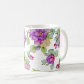 ピンクエレガントがかった紫色の水色フローラ コーヒーマグカップ (正面右)