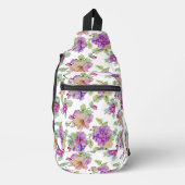 ピンクエレガントがかった紫色の水色フローラ スリングバッグ (正面)