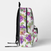 ピンクエレガントがかった紫色の水色フローラ プリントバックパック (左)
