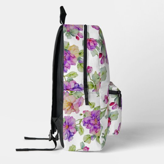 ピンクエレガントがかった紫色の水色フローラ プリントバックパック (左)
