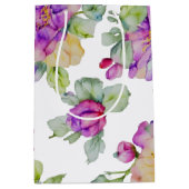 ピンクエレガントがかった紫色の水色フローラ ミディアムペーパーバッグ (正面)