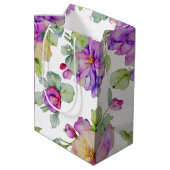 ピンクエレガントがかった紫色の水色フローラ ミディアムペーパーバッグ (裏面アングル)