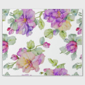 ピンクエレガントがかった紫色の水色フローラ ラッピングペーパー (フラット)