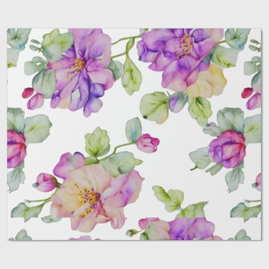 ピンクエレガントがかった紫色の水色フローラ ラッピングペーパー (フラット)