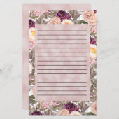 ピンクエレガントがかった紫色の牡丹が並ぶ 便箋 (正面/裏面)