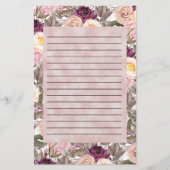 ピンクエレガントがかった紫色の牡丹が並ぶ 便箋 (正面)