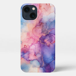 ピンクエレガントがかった紫色の電話ケースガーリー金ゴールド iPhone 13ケース