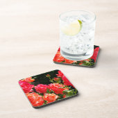 ピンクエレガントがかった赤いオレンジ色のフローラバラ コースター (右側)