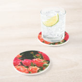 ピンクエレガントがかった赤いオレンジ色のフローラバラ コースター (側面)