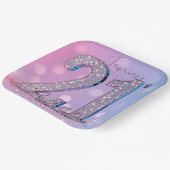 ピンクエレガントきらめくダイヤモンド21歳の誕生日 ペーパープレート (傾斜あり)