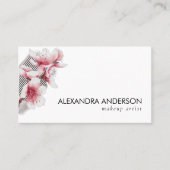 ピンクエレガントさくらんぼのモダン花 名刺 (正面)