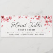 ピンクエレガントさくらんぼの花あなたの座席カードを見つける メニュー (正面)