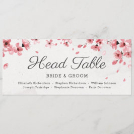ピンクエレガントさくらんぼの花あなたの座席カードを見つける メニュー
