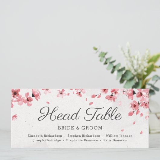 ピンクエレガントさくらんぼの花あなたの座席カードを見つける メニュー (スタンド正面)