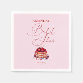 ピンクエレガントさくらんぼオントップブライダルシャワー スタンダードカクテルナプキン