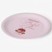 ピンクエレガントさくらんぼオントップブライダルシャワー ペーパープレート (アングル)