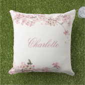 ピンクエレガントさくらんぼブロッサムテンプレート アウトドアクッション (芝生)