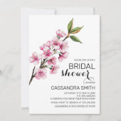 ピンクエレガントさくらんぼブロッサムフローラブライダルシャワー 招待状 (正面)
