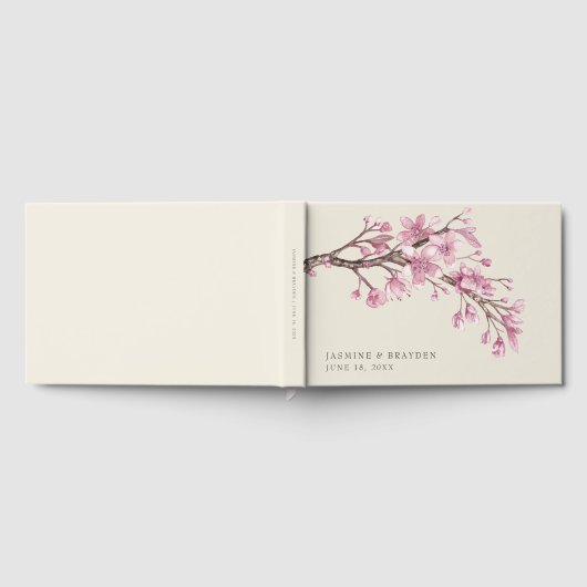 ピンクエレガントさくらんぼブロッサムフローラ結婚ズ ゲストブック (全面)