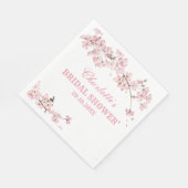 ピンクエレガントさくらんぼブロッサムブライダルシャワー スタンダードランチョンナプキン (角)
