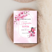 ピンクエレガントさくらんぼブロッサム幾何学的クインセアニラ セーブザデート