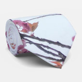 ピンクエレガントさくらんぼ春花見ブルー ネクタイ (ロール)