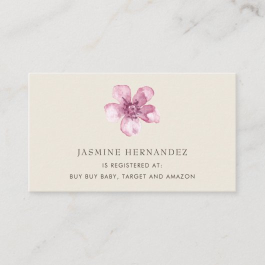 ピンクエレガントさくらんぼ花のギフト登録 エンクロージャーカード (正面)