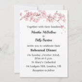 ピンクエレガントさくらんぼ花のリハーサルディナー 招待状 (正面)