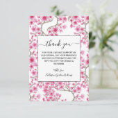 ピンクエレガントさくらんぼ花フローラ水彩 サンキューカード (スタンド正面)
