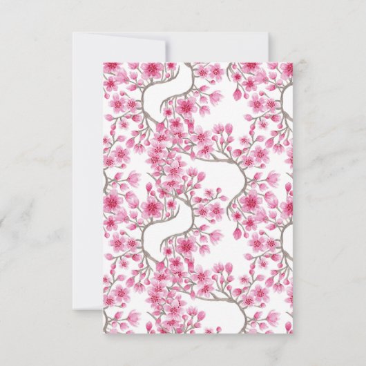 ピンクエレガントさくらんぼ花フローラ水彩 サンキューカード (裏面)