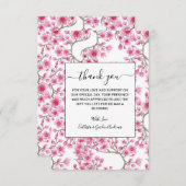 ピンクエレガントさくらんぼ花フローラ水彩 サンキューカード (正面/裏面)
