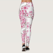 ピンクエレガントさくらんぼ花フローラ水彩 レギンス (裏面)