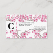 ピンクエレガントさくらんぼ花フローラ水彩 名刺 (裏面)