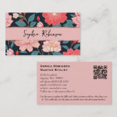 ピンクエレガントさくらんぼ花咲き名刺 割引カード (正面/裏面)