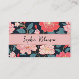 ピンクエレガントさくらんぼ花咲き名刺 割引カード