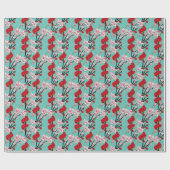 ピンクエレガントさくらんぼ花弁ジャパン ラッピングペーパー (フラット)