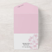 ピンクエレガントさくらんぼ花水彩 オールインワン招待状 (外側)