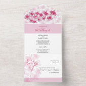 ピンクエレガントさくらんぼ花水彩 オールインワン招待状 (内側)